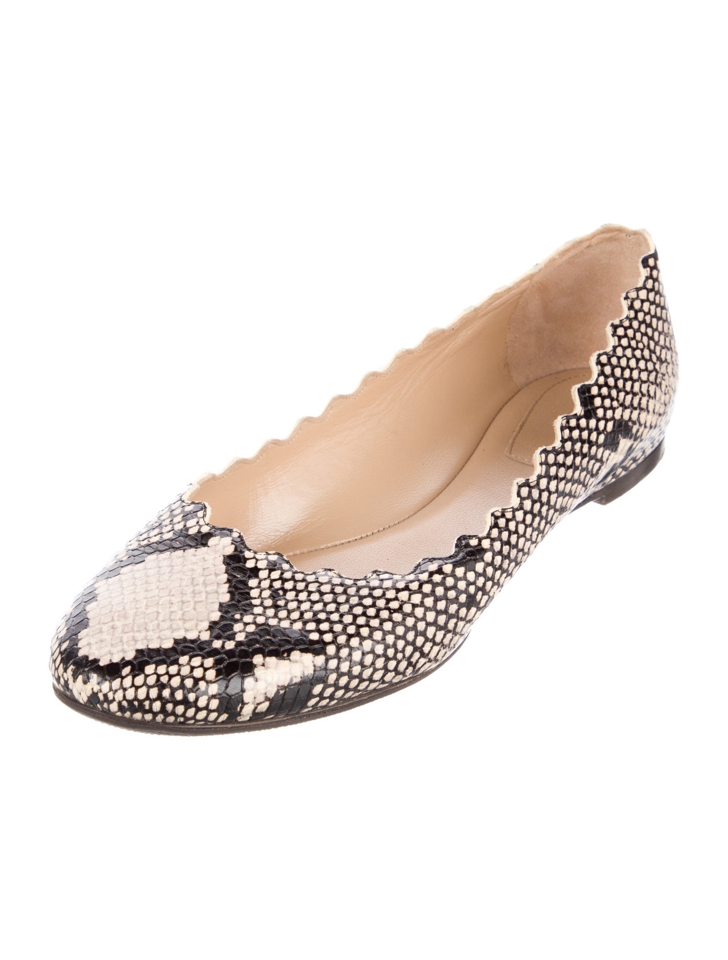Chloé Leather Animal Print Ballet Flats