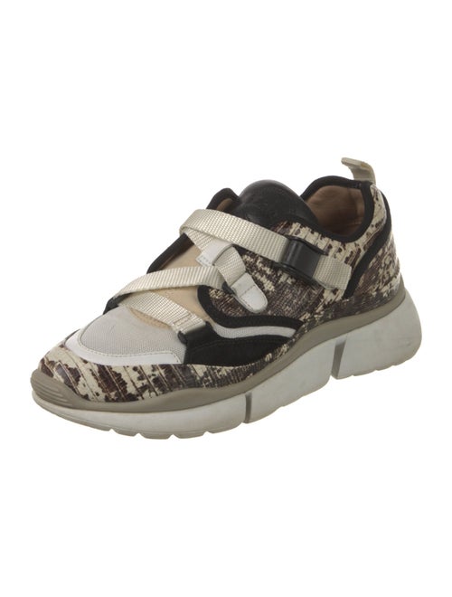 Chloé Leather Colorblock Pattern Sneakers