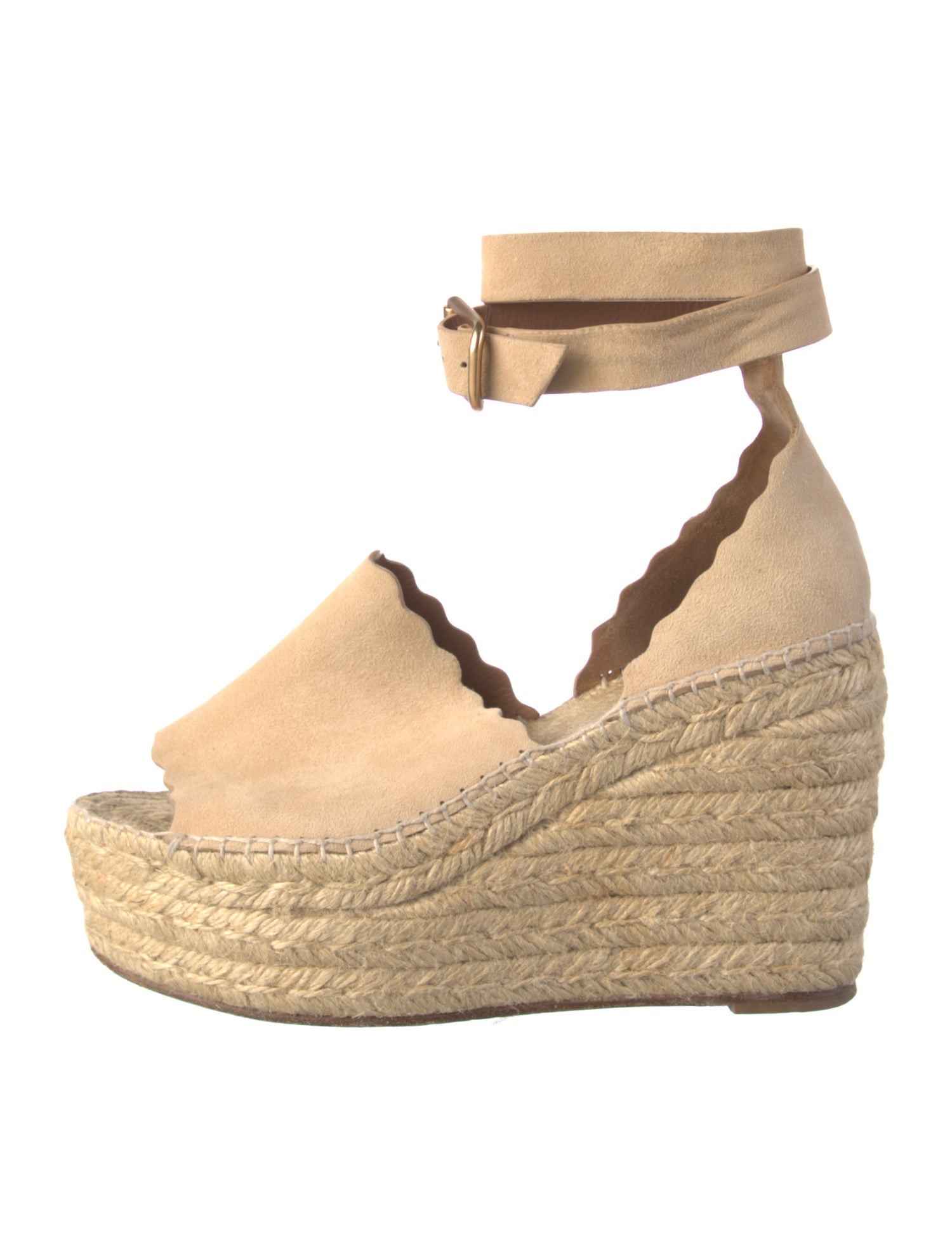 Chloé Suede Scalloped Accent Espadrilles