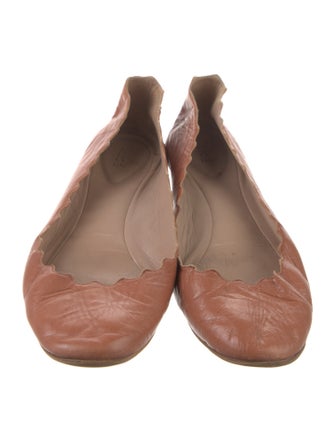 Chloé Leather Scalloped Accent Ballet Flats