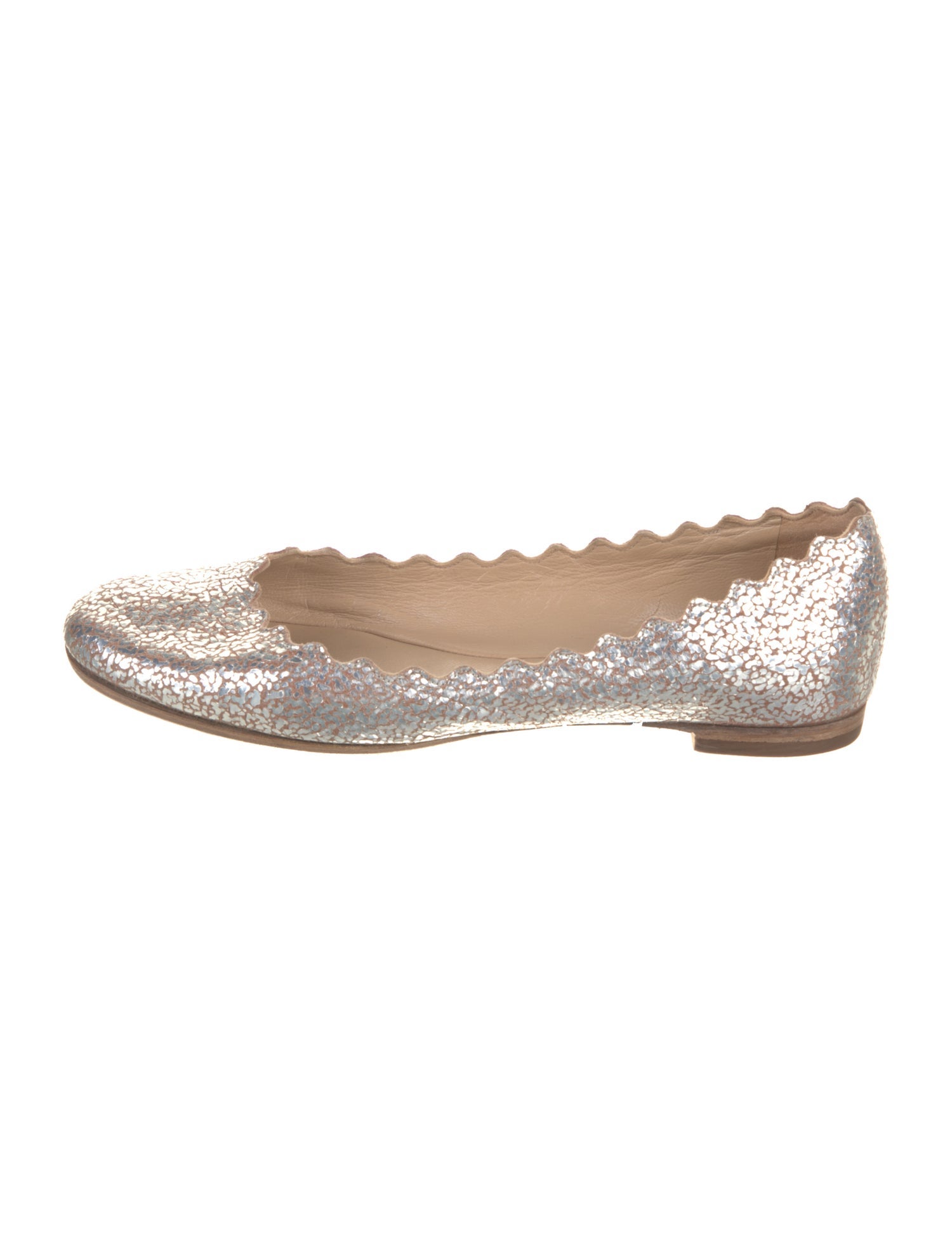 Chloé Leather Scalloped Accent Ballet Flats
