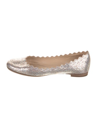 Chloé Leather Scalloped Accent Ballet Flats