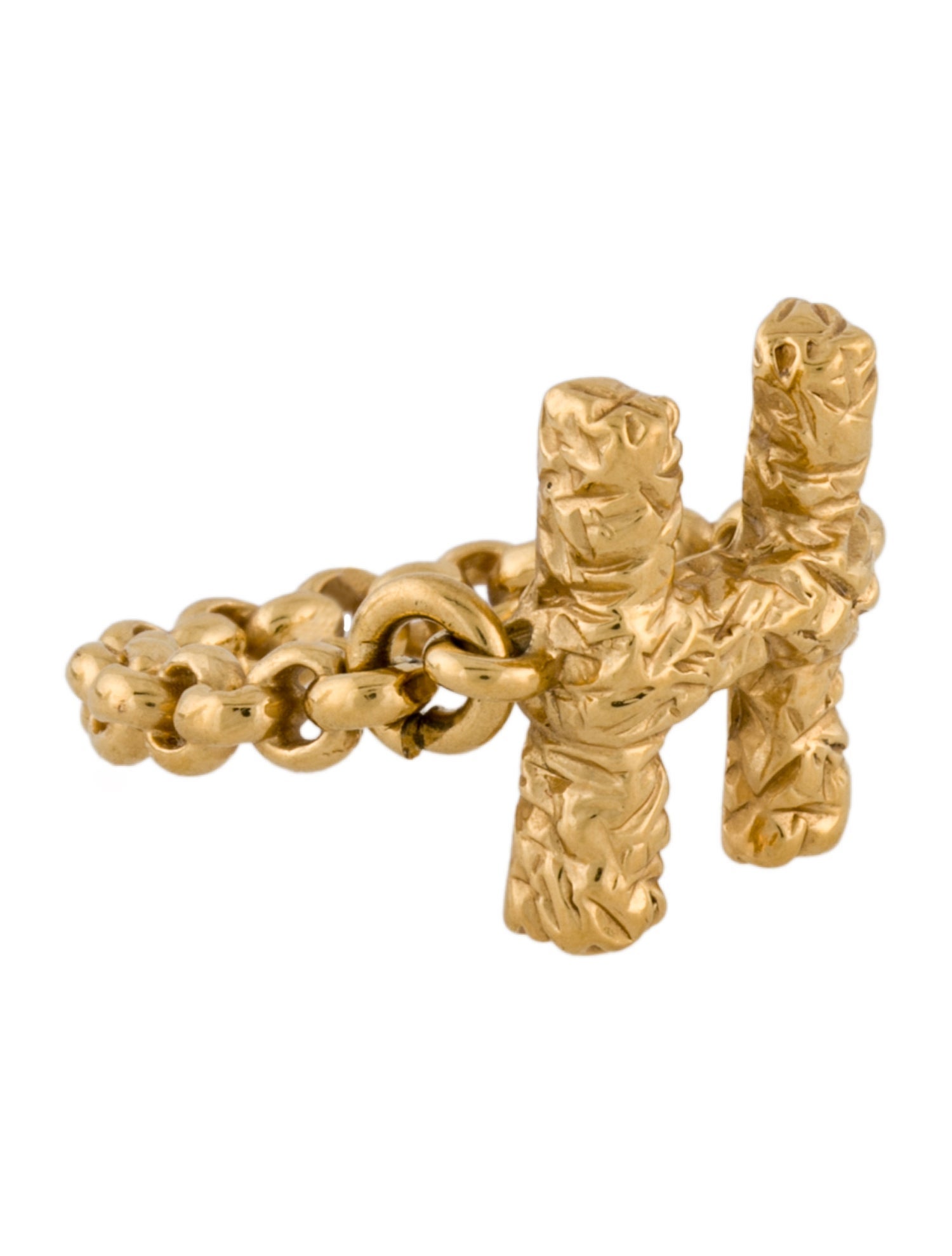 Chloé Textured 'H' Alphabet Cocktail Ring