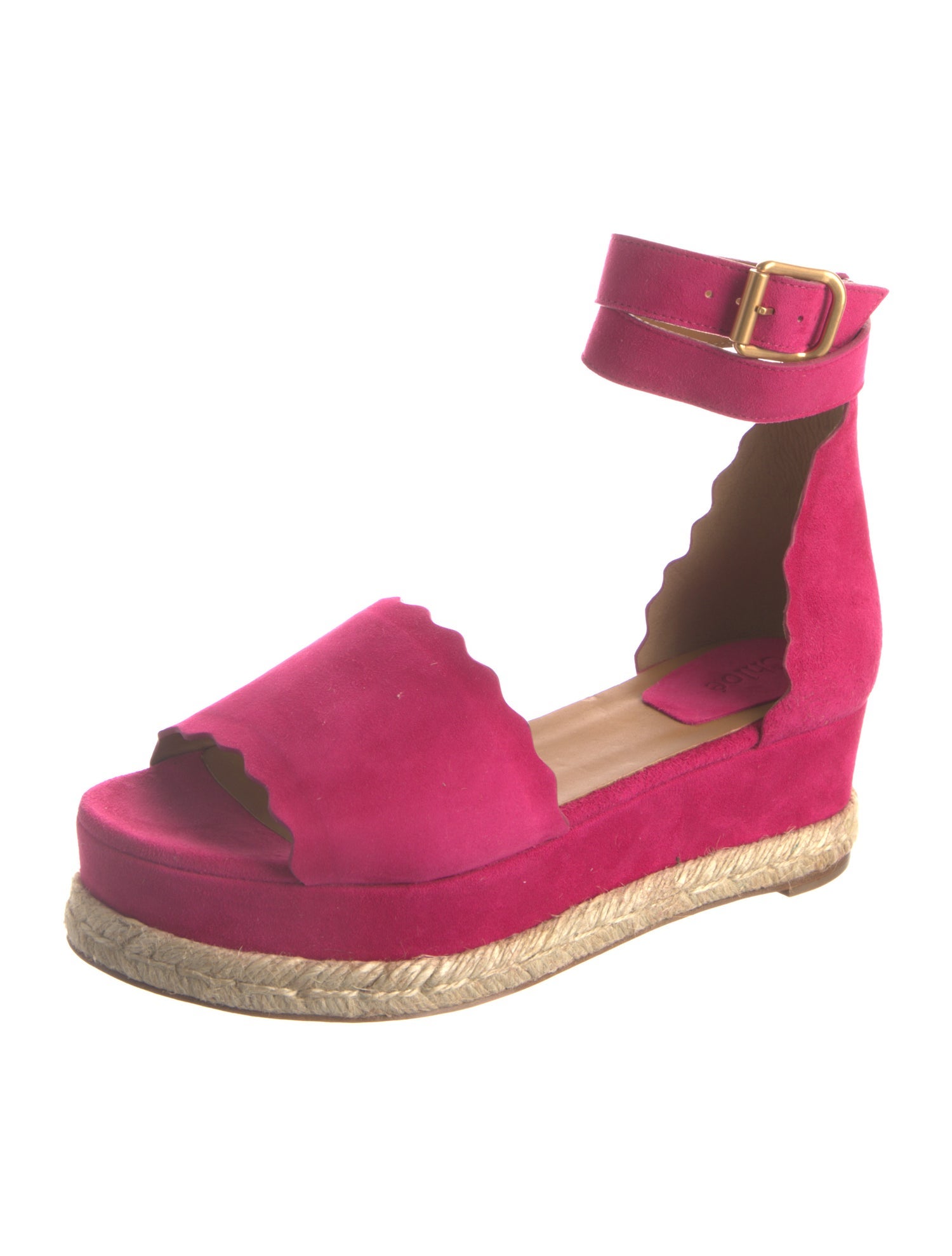 Chloé Suede Scalloped Accent Espadrilles