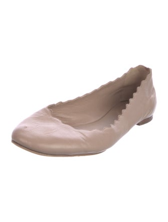 Chloé Leather Scalloped Accent Ballet Flats