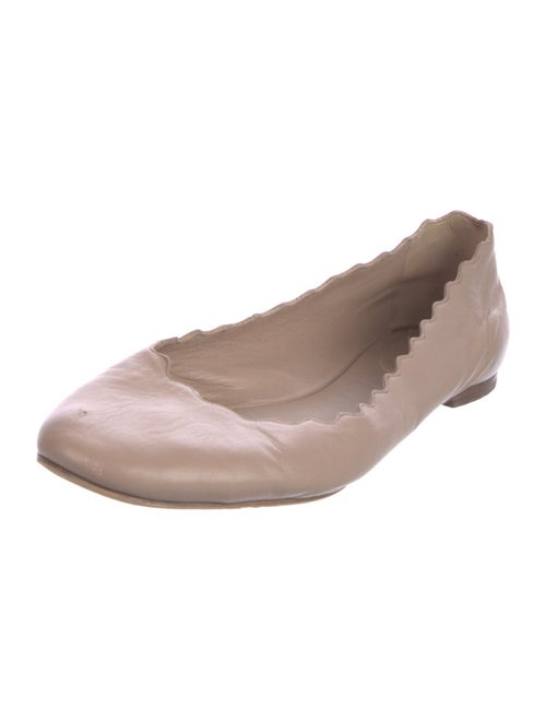 Chloé Leather Scalloped Accent Ballet Flats