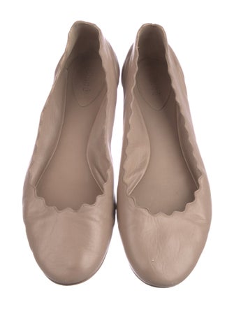 Chloé Leather Scalloped Accent Ballet Flats