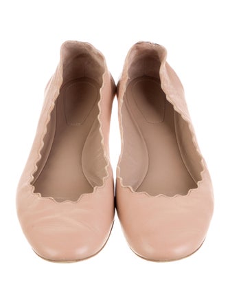 Chloé Leather Scalloped Accent Ballet Flats