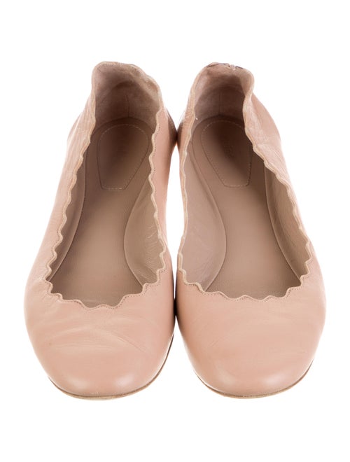 Chloé Leather Scalloped Accent Ballet Flats