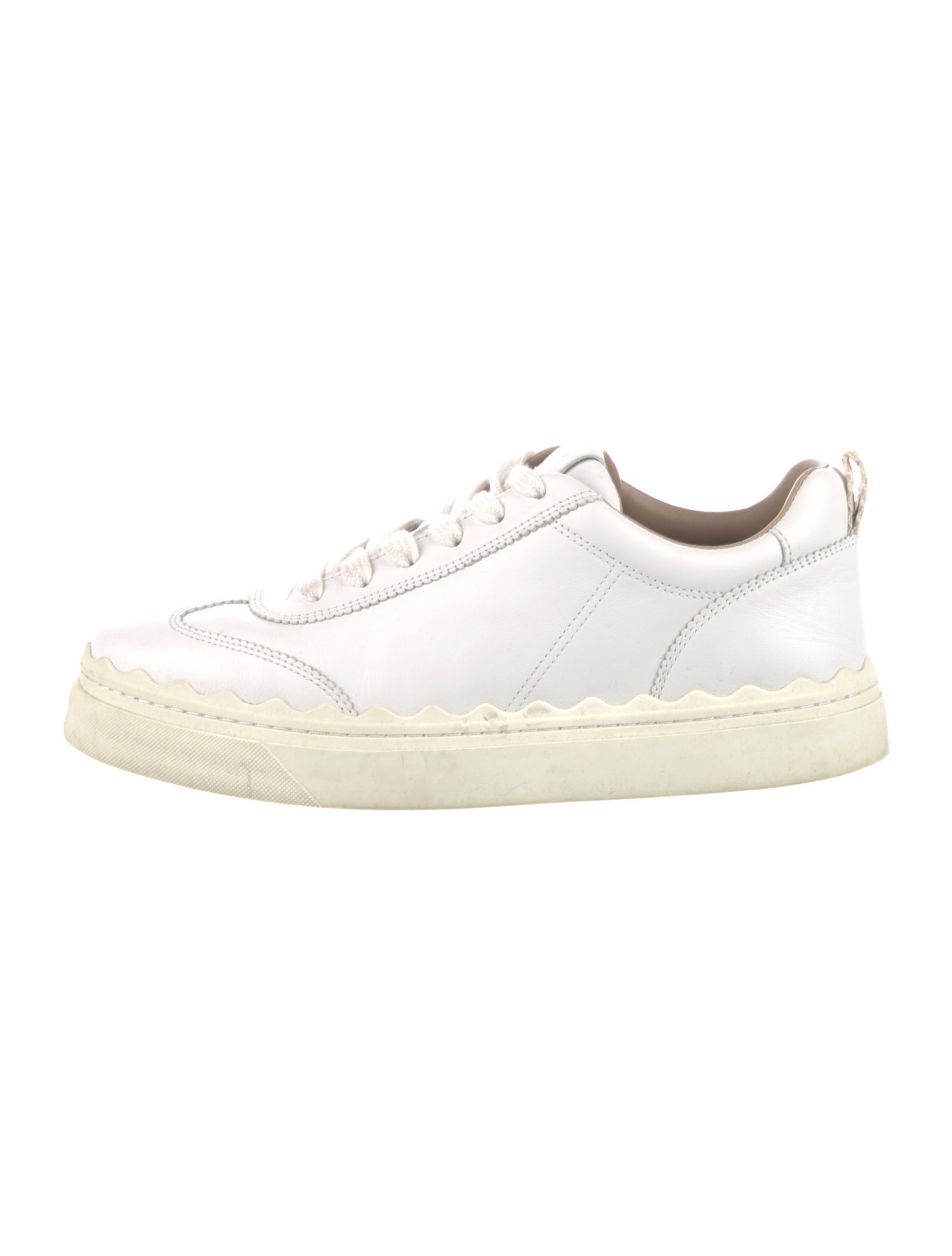 Chloé Leather Scalloped Accent Sneakers