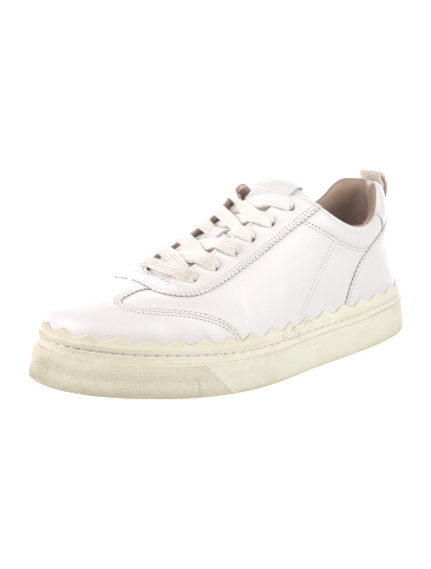 Chloé Leather Scalloped Accent Sneakers