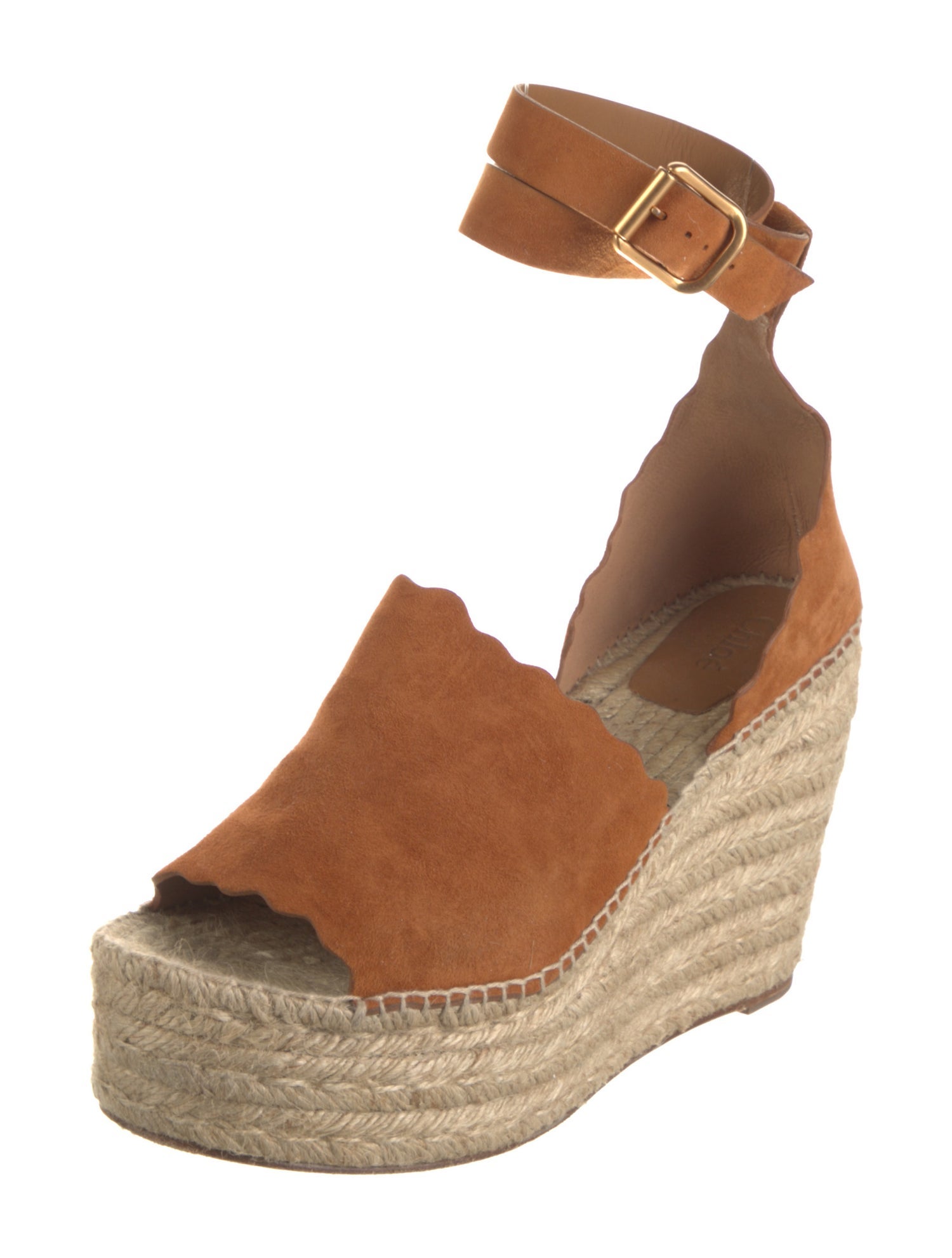 Chloé Suede Scalloped Accent Espadrilles