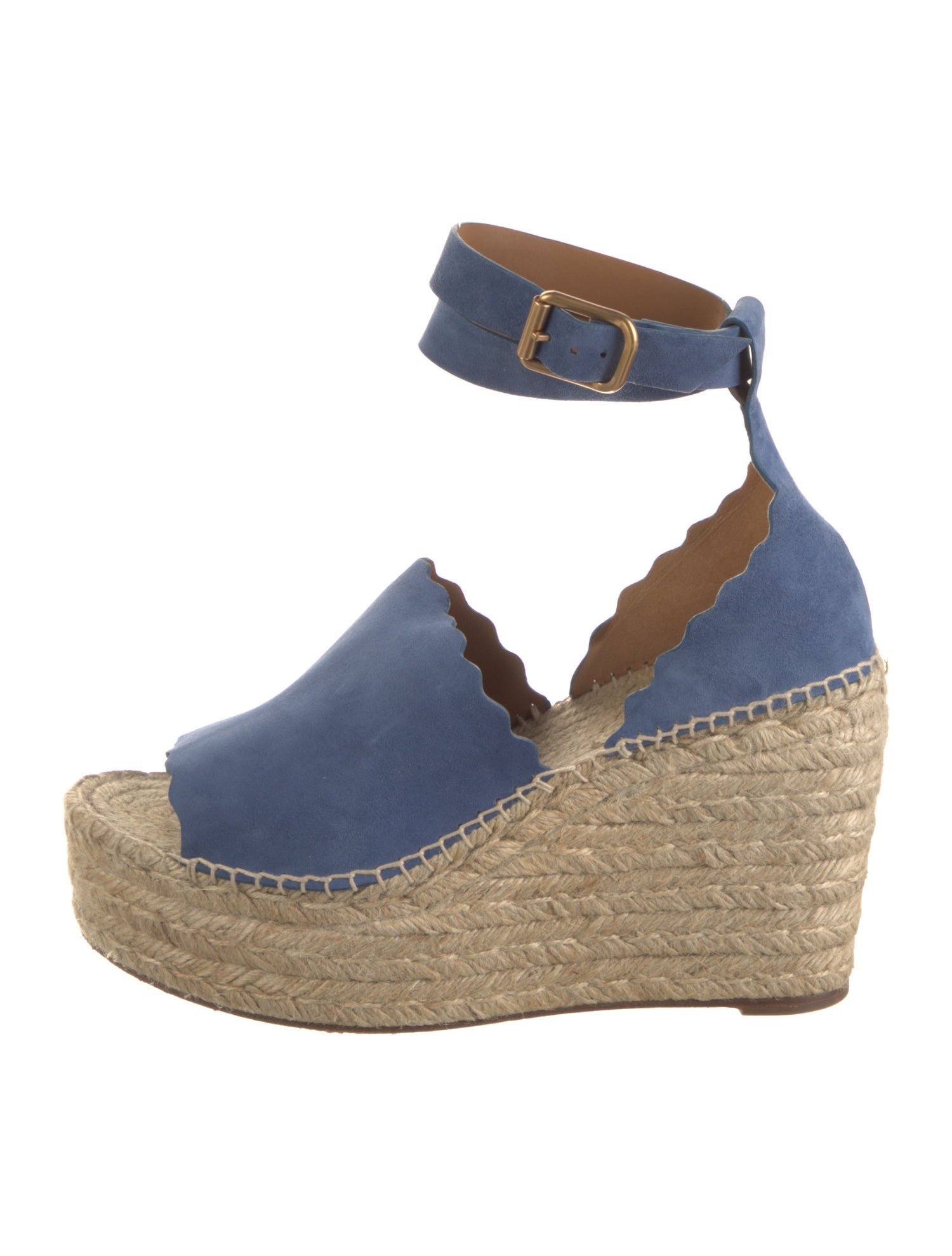 Chloé Suede Scalloped Accent Espadrilles