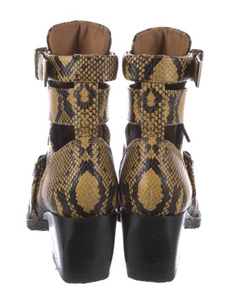 Chloé Leather Animal Print Lace-Up Boots