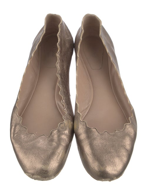 Chloé Leather Scalloped Accent Ballet Flats