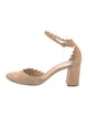 Chloé Suede Scalloped Accent D'Orsay Pumps