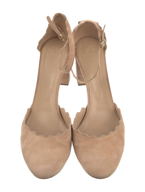 Chloé Suede Scalloped Accent D'Orsay Pumps