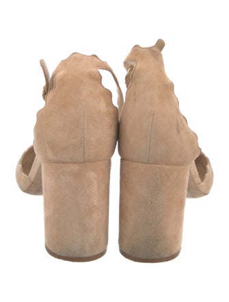 Chloé Suede Scalloped Accent D'Orsay Pumps