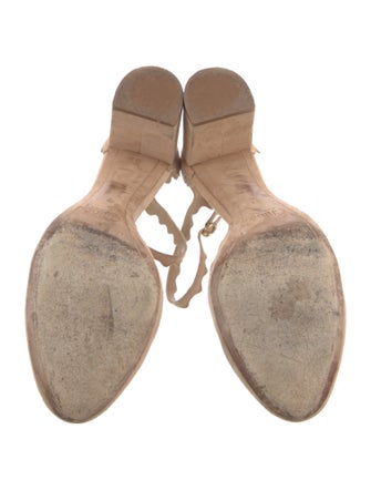 Chloé Suede Scalloped Accent D'Orsay Pumps