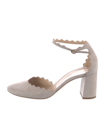 Chloé Suede Scalloped Accent D'Orsay Pumps