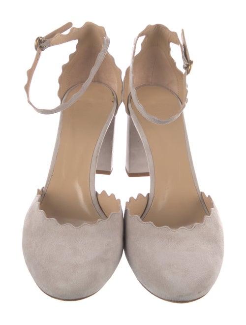 Chloé Suede Scalloped Accent D'Orsay Pumps