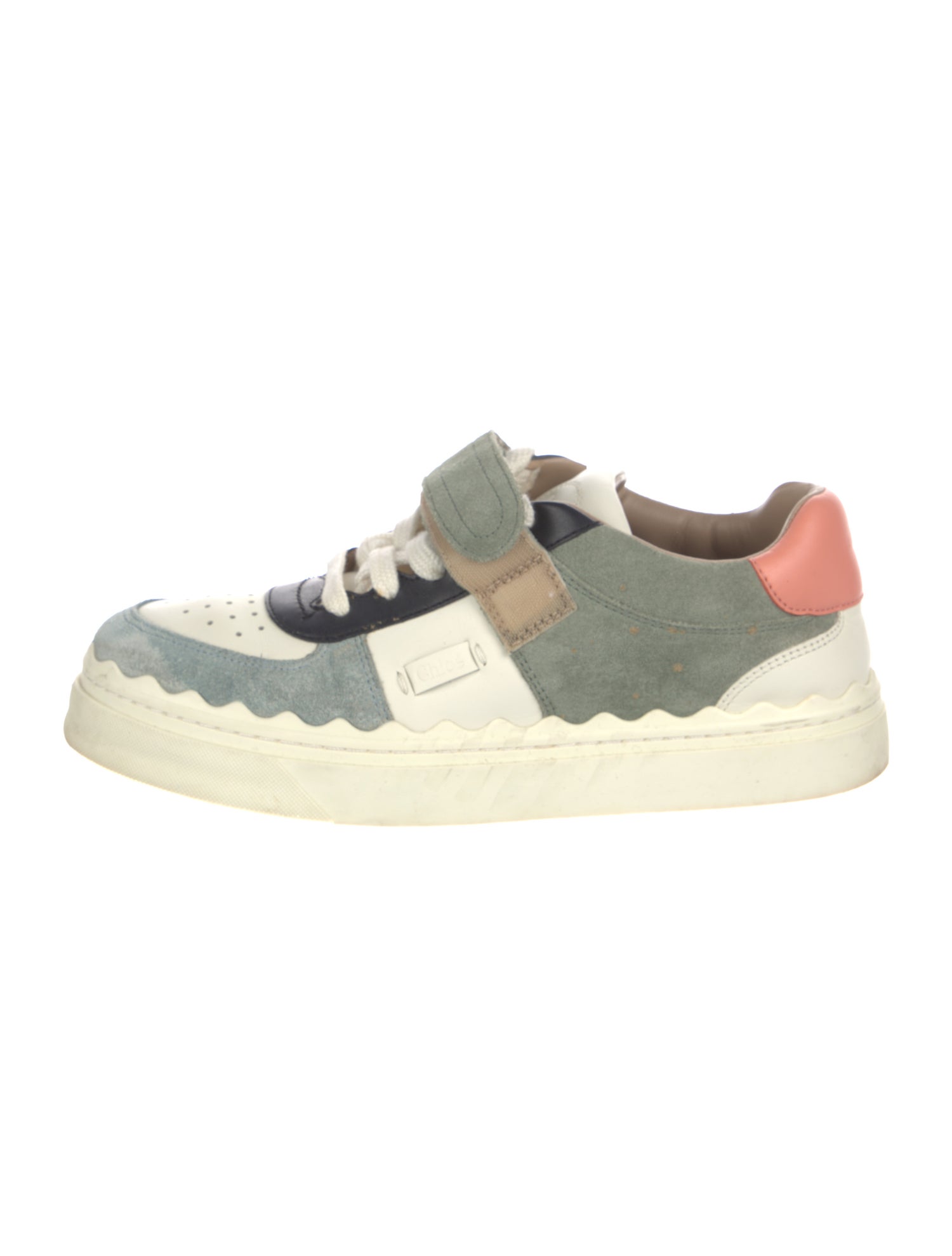 Chloé Suede Colorblock Pattern Sneakers