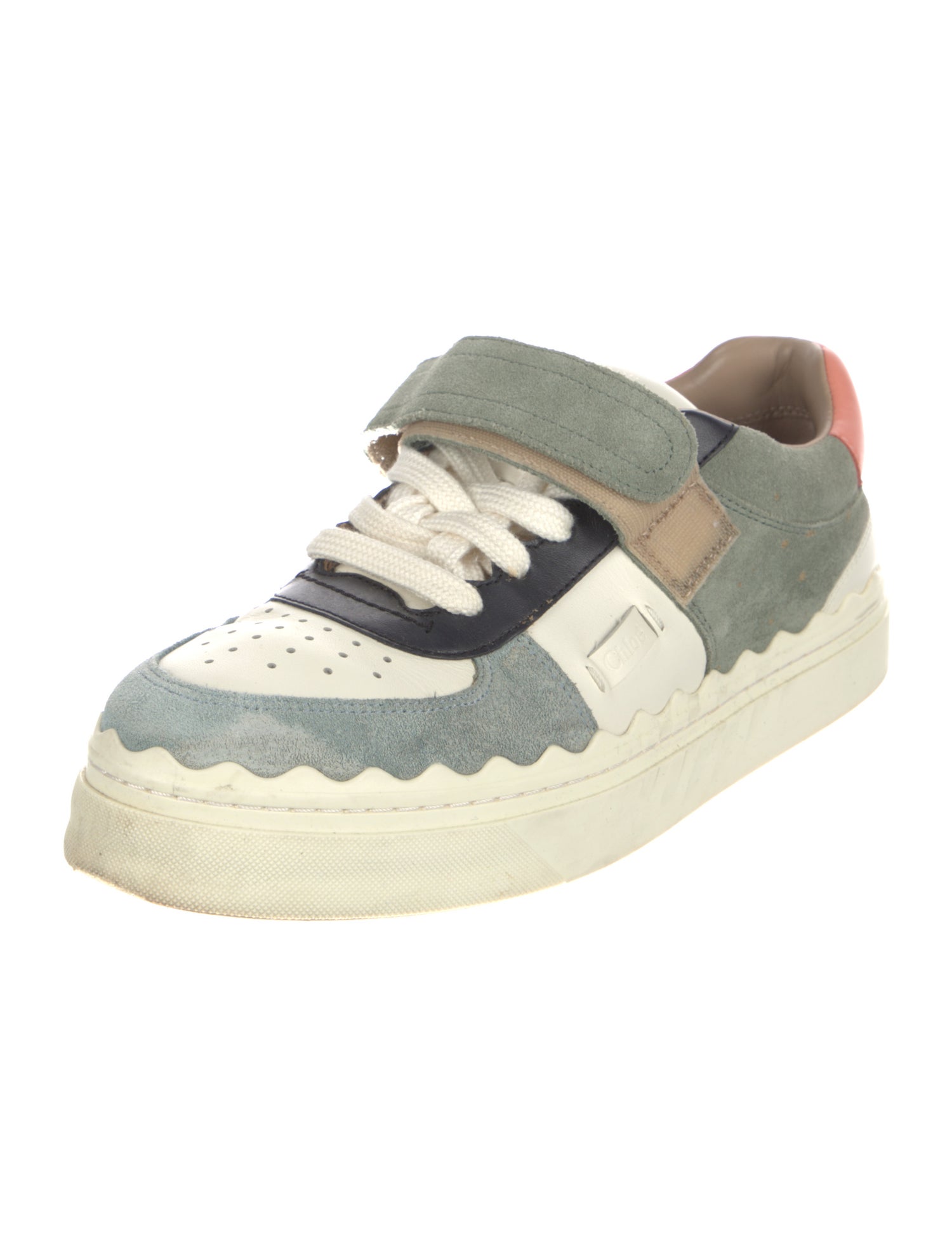 Chloé Suede Colorblock Pattern Sneakers