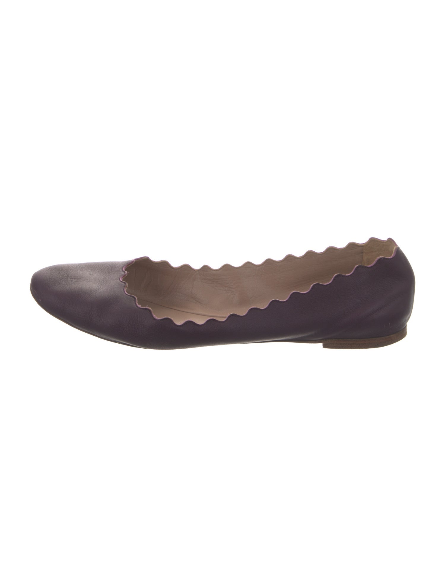 Chloé Leather Scalloped Accent Ballet Flats