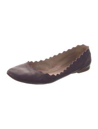 Chloé Leather Scalloped Accent Ballet Flats