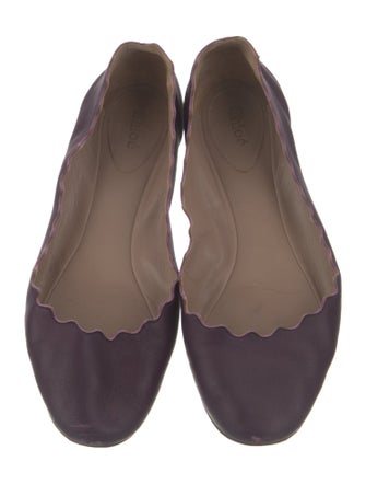 Chloé Leather Scalloped Accent Ballet Flats