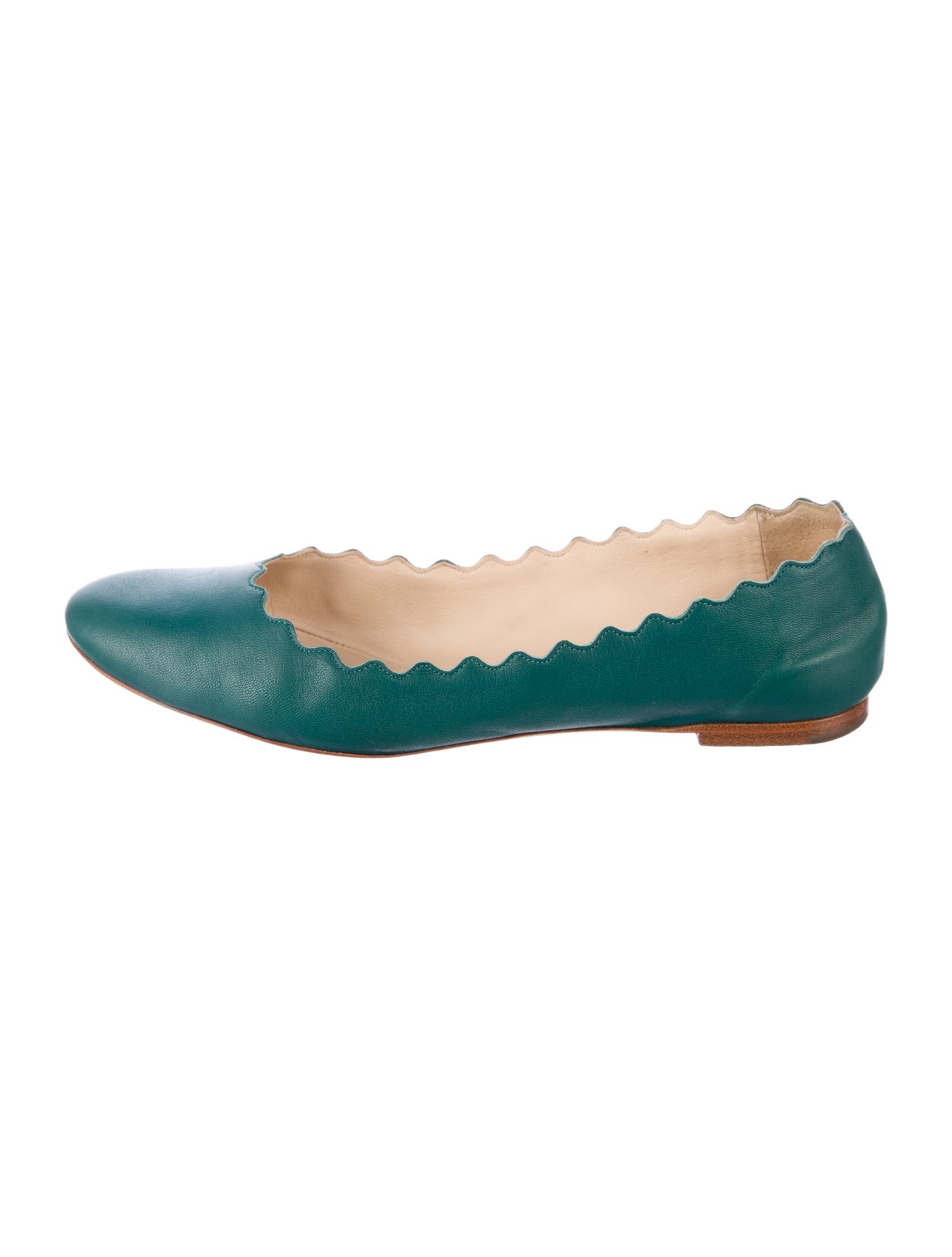 Chloé Leather Scalloped Accent Ballet Flats