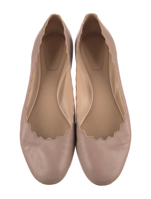 Chloé Leather Scalloped Accent Ballet Flats