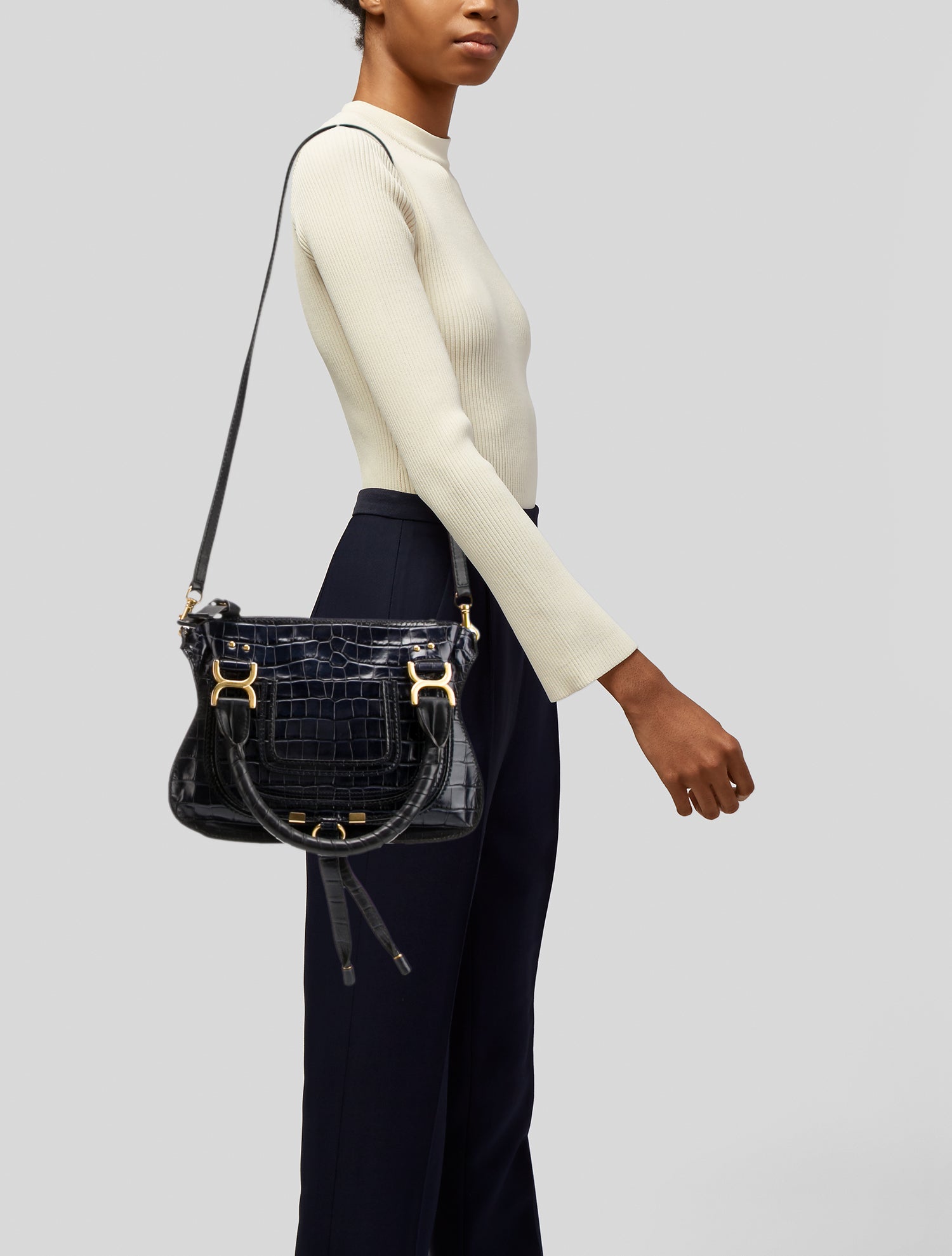 Chloé Embossed Leather Shoulder Bag