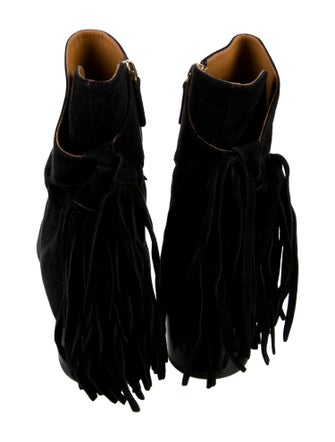 Chloé Suede Fringe Trim Accent Boots