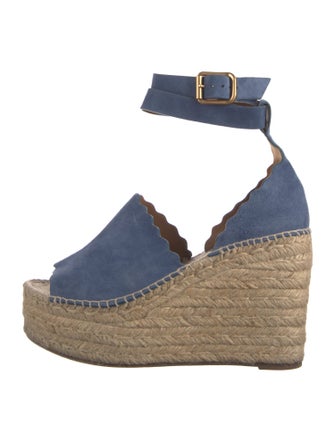 Chloé Suede Scalloped Accent Espadrilles