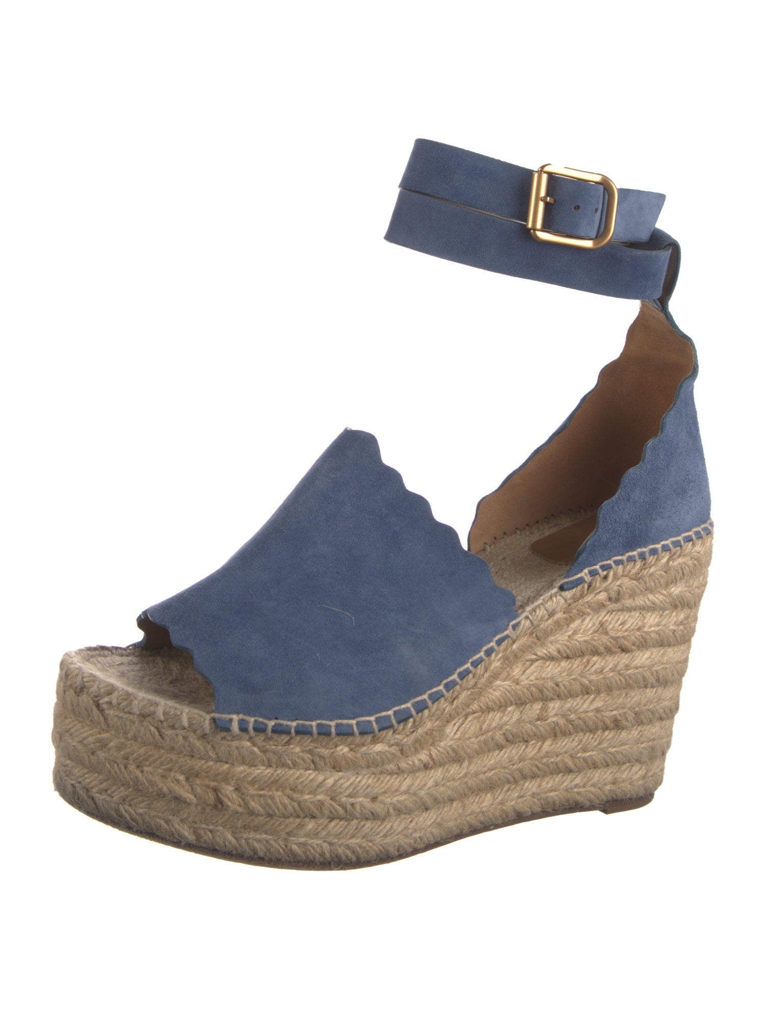 Chloé Suede Scalloped Accent Espadrilles