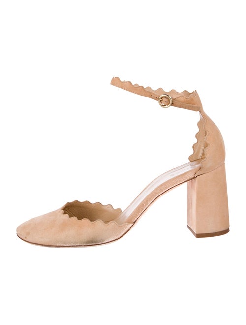 Chloé Suede Scalloped Accent D'Orsay Pumps