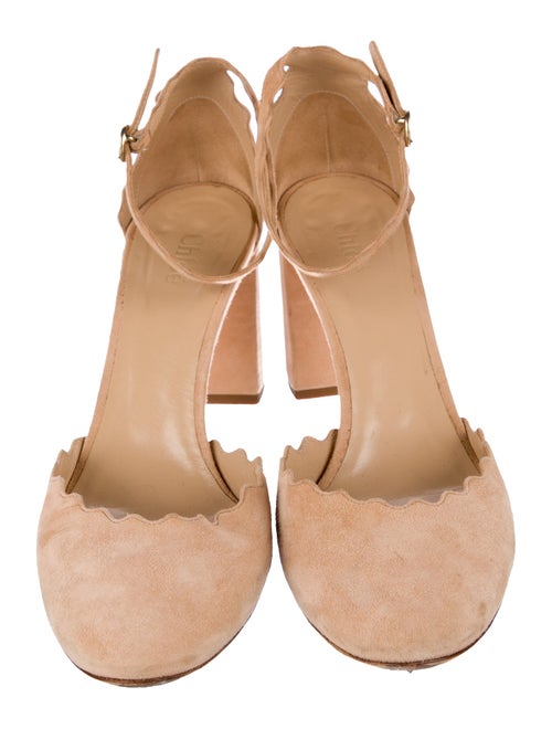 Chloé Suede Scalloped Accent D'Orsay Pumps