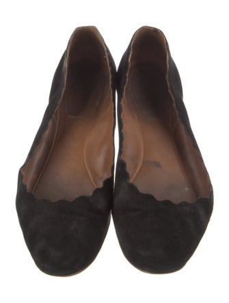 Chloé Suede Scalloped Accent Flats
