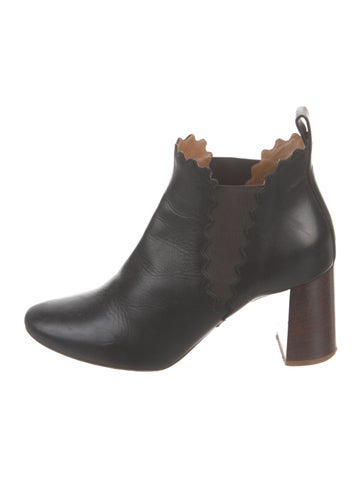 Chloé Boots Leather Scalloped Accent Chelsea IT 38.5 | 8.5