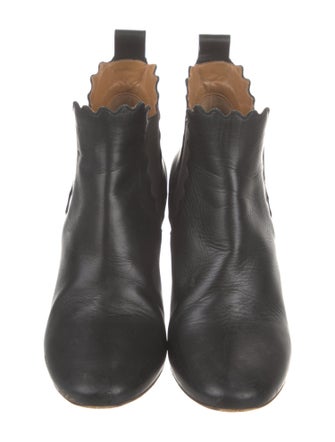 Chloé Leather Scalloped Accent Chelsea Boots