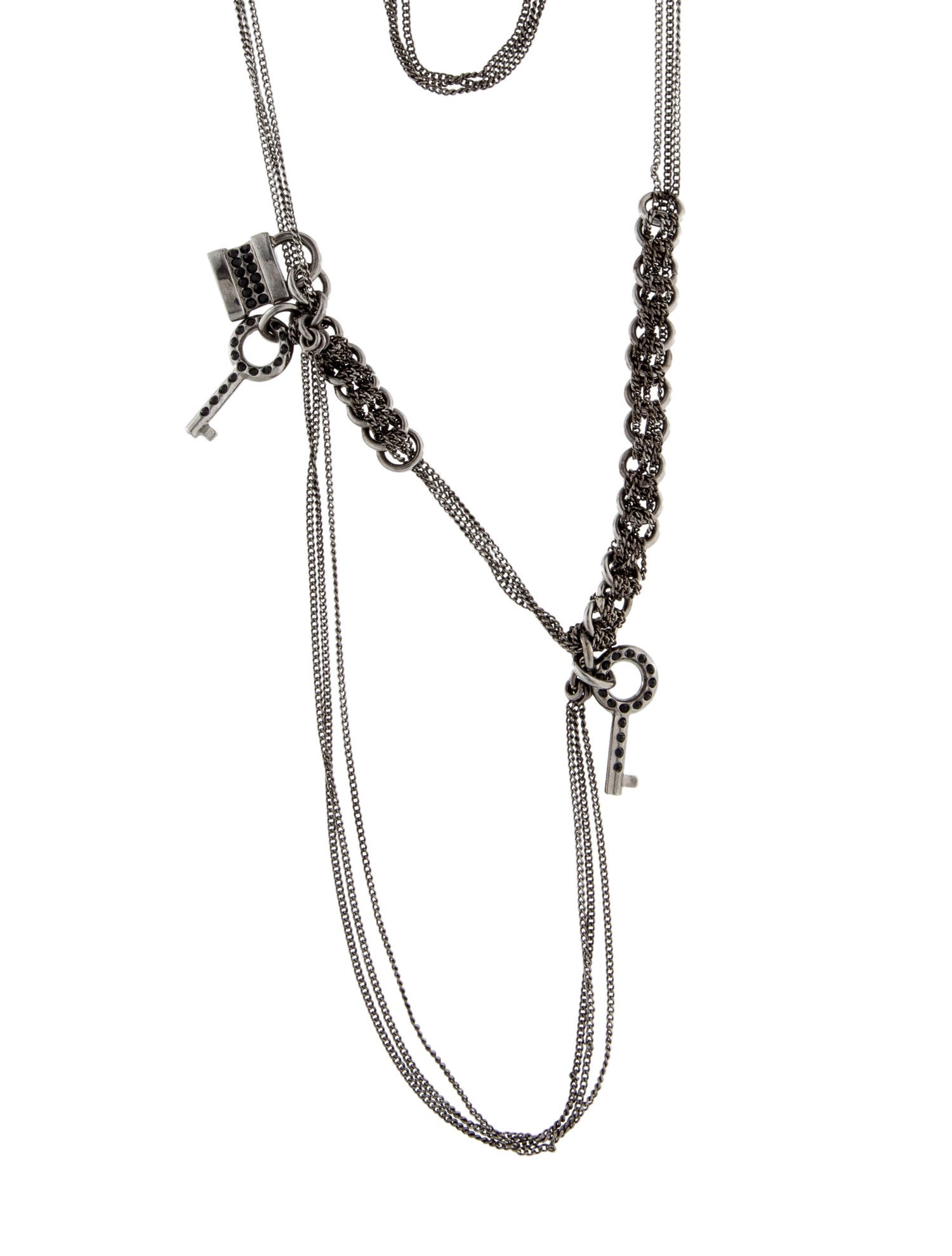 Chloé Crystal Lock & Key Chain Necklace