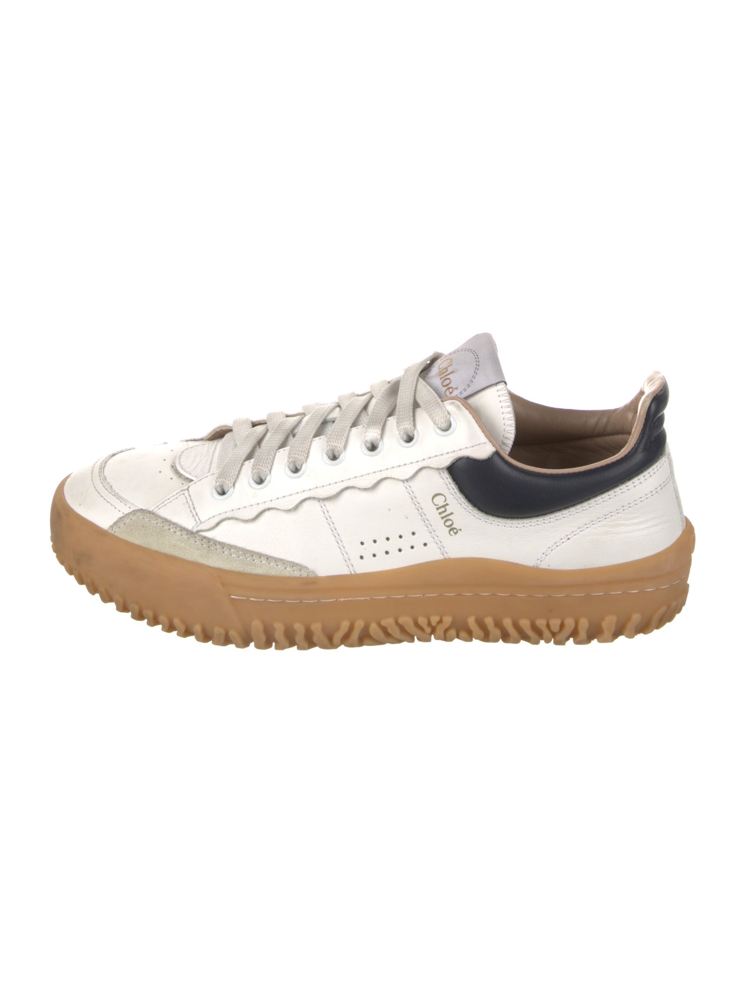Chloé Leather Colorblock Pattern Sneakers