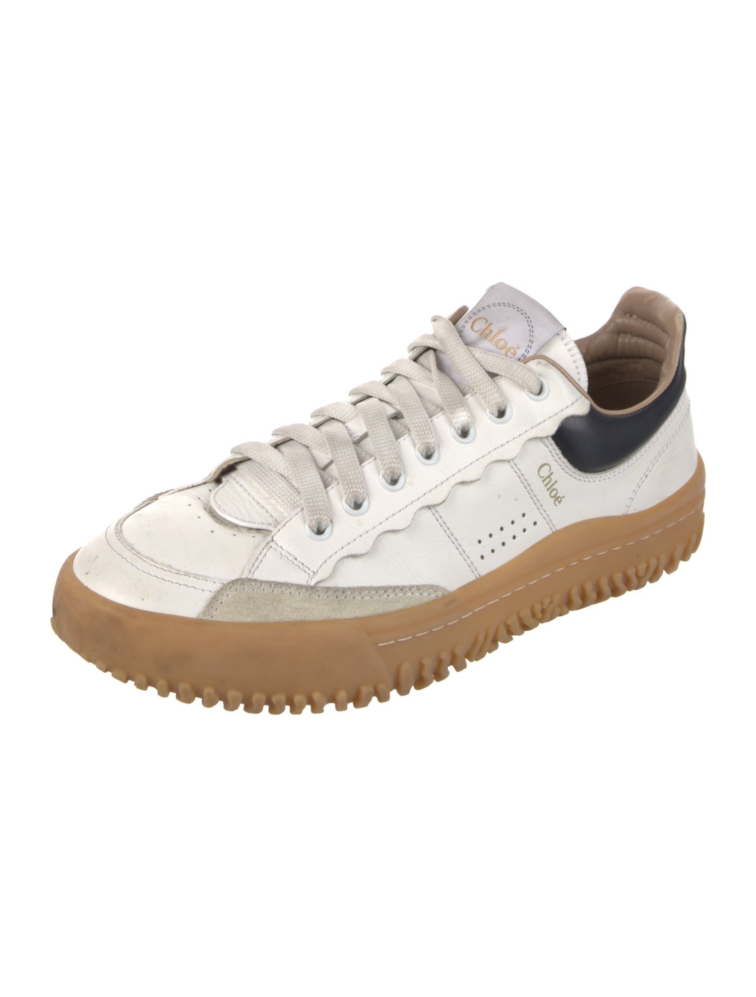 Chloé Leather Colorblock Pattern Sneakers
