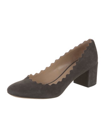 Chloé Suede Scalloped Accent Pumps