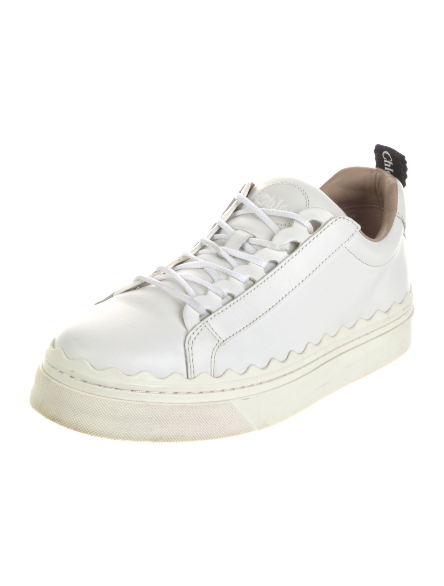 Chloé Leather Scalloped Accent Sneakers