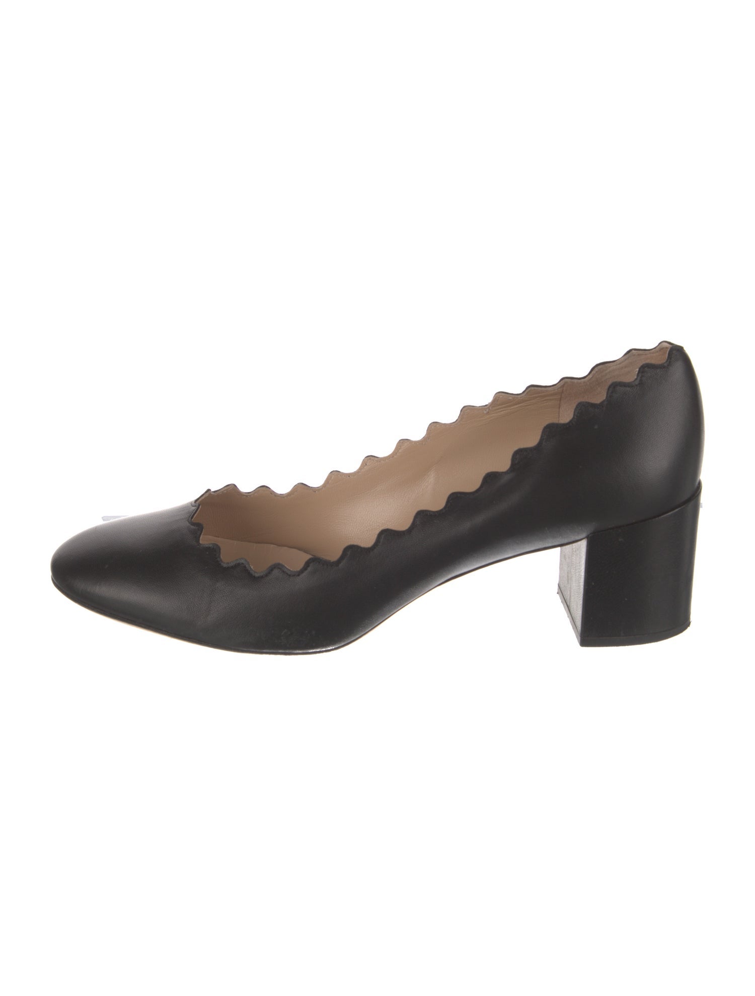 Chloé Leather Scalloped Accent Pumps