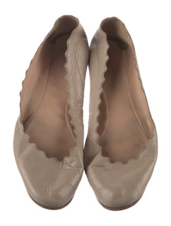 Chloé Leather Scalloped Accent Flats