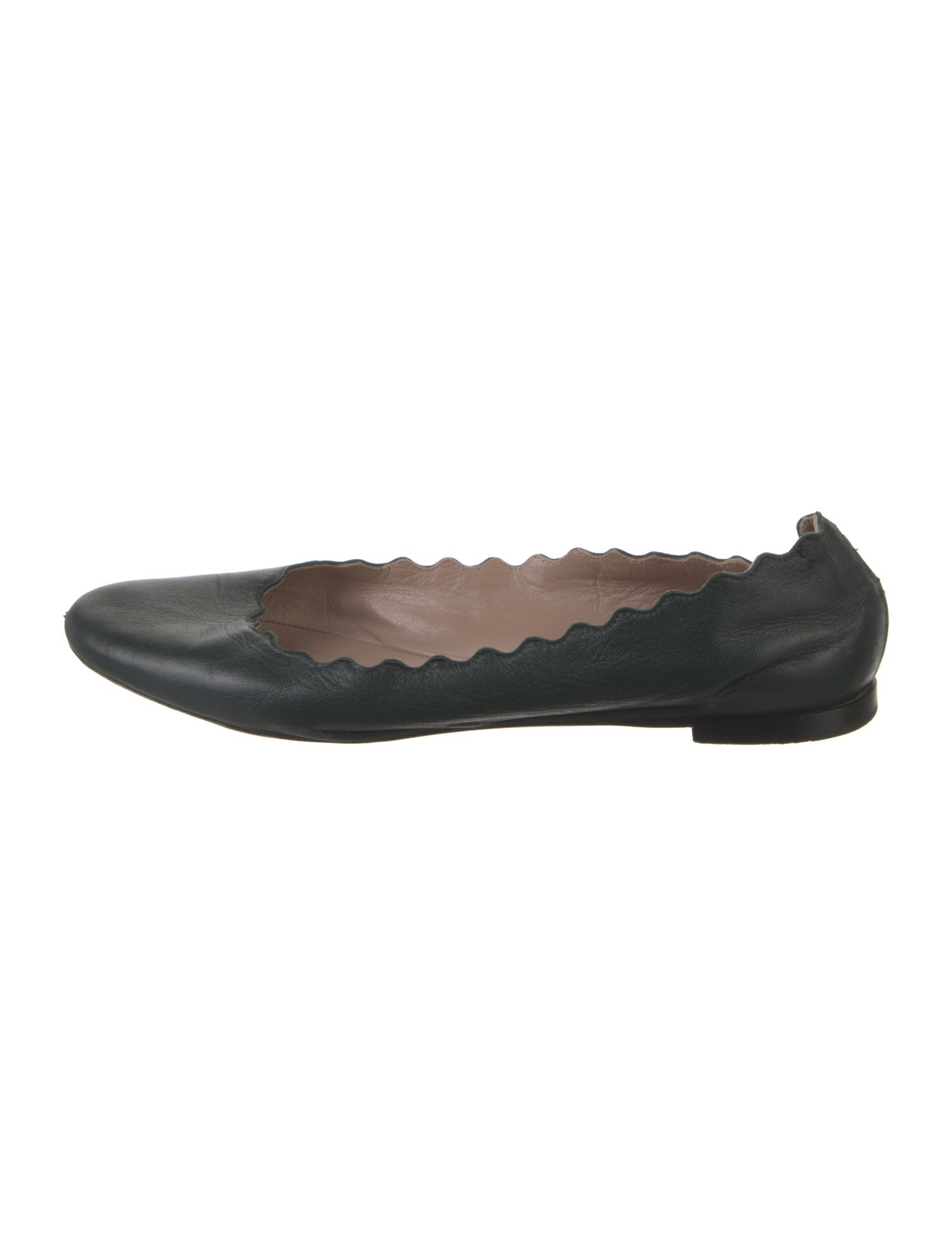 Chloé Leather Scalloped Accent Ballet Flats