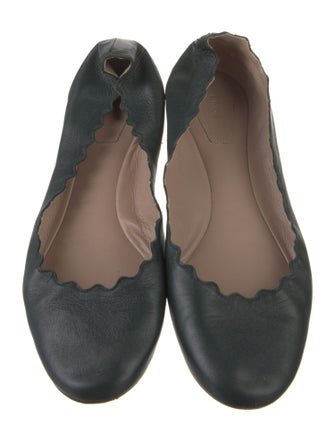 Chloé Leather Scalloped Accent Ballet Flats